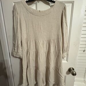 Umgee Beige Dress with fringe, Large